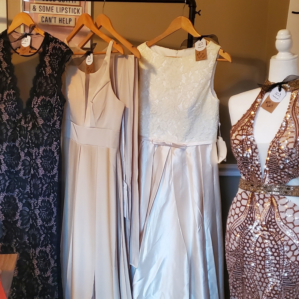 Tan Satin  Elizabeth K Limited Edition Dress